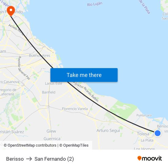 Berisso to San Fernando (2) map