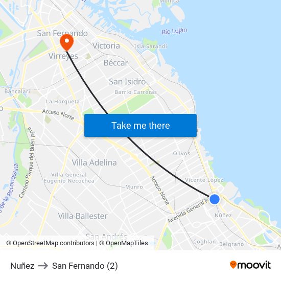 Nuñez to San Fernando (2) map