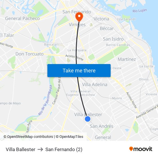 Villa Ballester to San Fernando (2) map