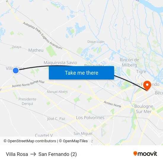 Villa Rosa to San Fernando (2) map