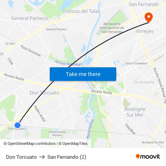 Don Torcuato to San Fernando (2) map