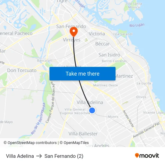 Villa Adelina to San Fernando (2) map