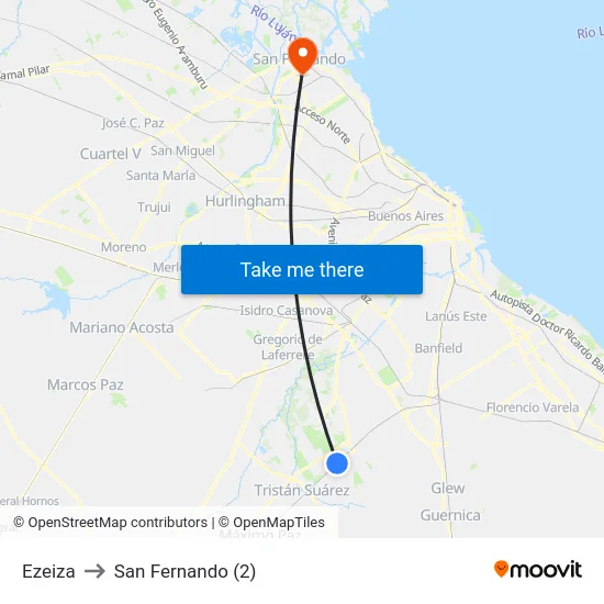 Ezeiza to San Fernando (2) map