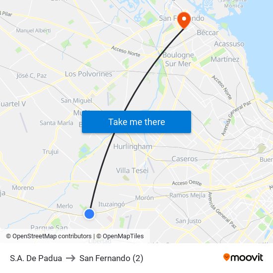 S.A. De Padua to San Fernando (2) map