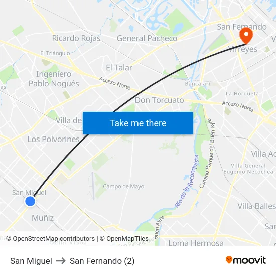 San Miguel to San Fernando (2) map