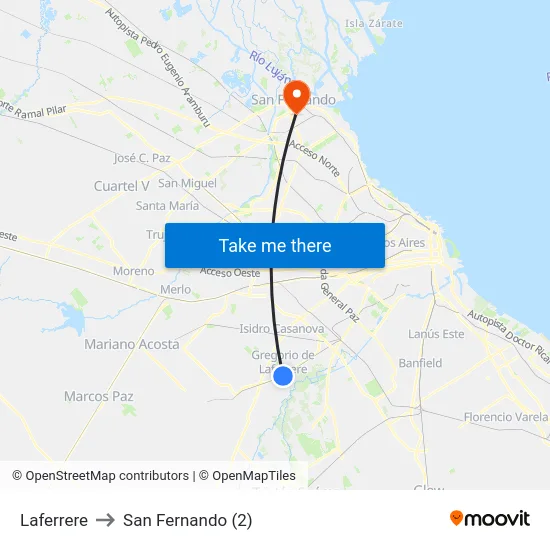 Laferrere to San Fernando (2) map