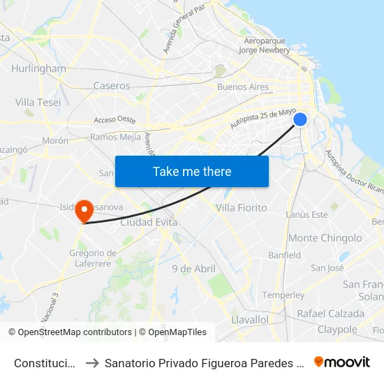 Constitución to Sanatorio Privado Figueroa Paredes Sa map