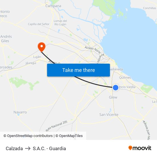 Calzada to S.A.C. - Guardia map