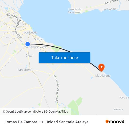 Lomas De Zamora to Unidad Sanitaria Atalaya map