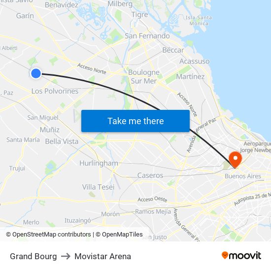 Grand Bourg to Movistar Arena map