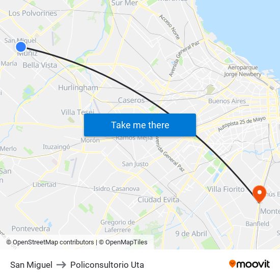 San Miguel to Policonsultorio Uta map