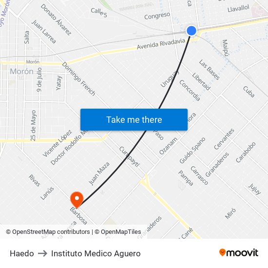 Haedo to Instituto Medico Aguero map