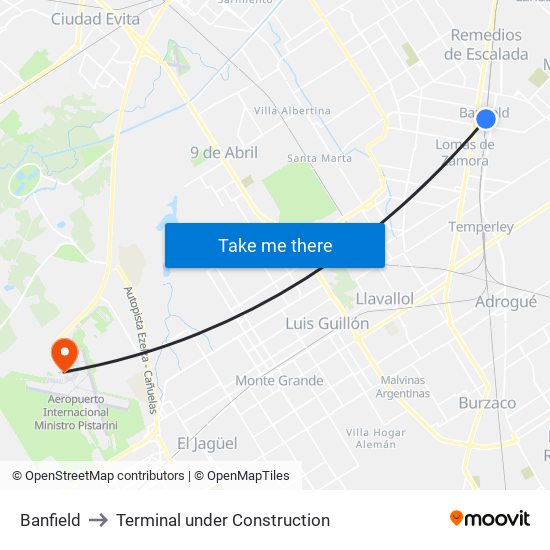 Banfield to Terminal under Construction map