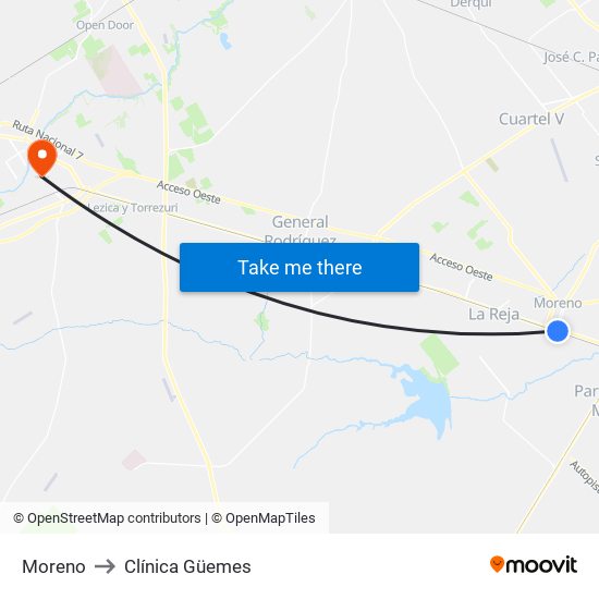 Moreno to Clínica Güemes map