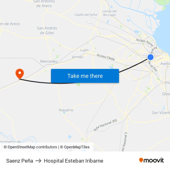Saenz Peña to Hospital Esteban Iribarne map