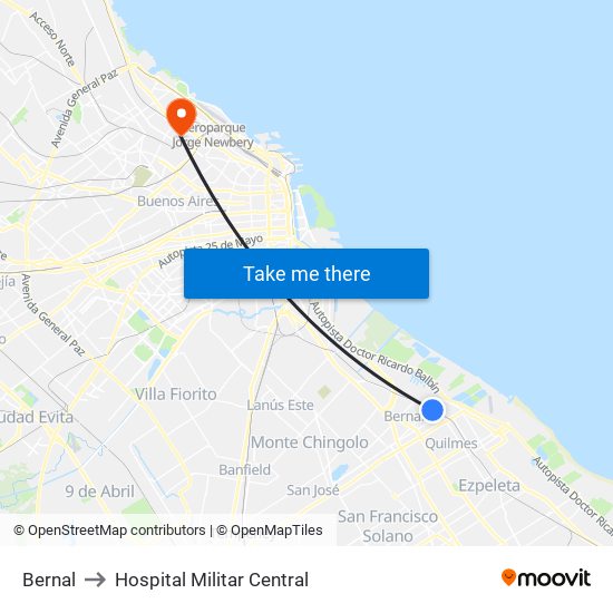 Bernal to Hospital Militar Central map
