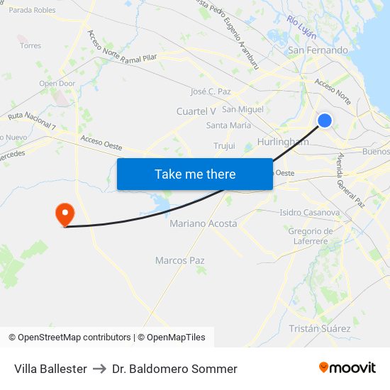 Villa Ballester to Dr. Baldomero Sommer map