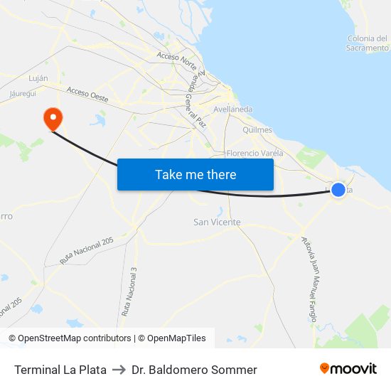 Terminal La Plata to Dr. Baldomero Sommer map