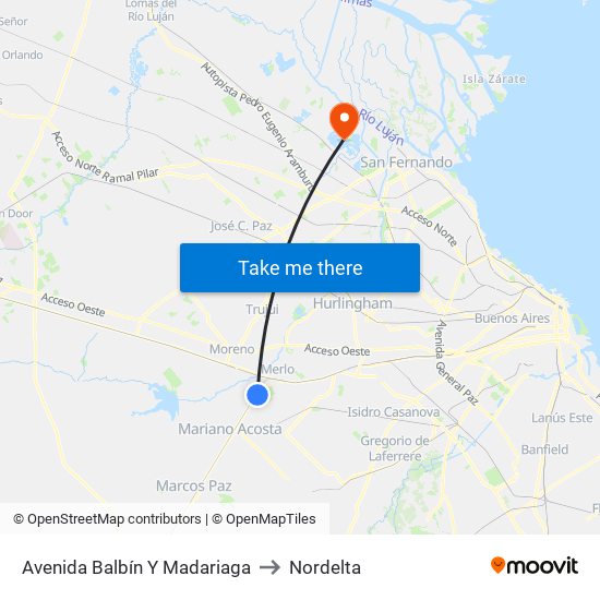Avenida Balbín Y Madariaga to Nordelta map