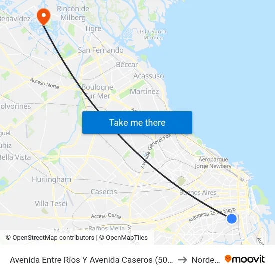 Avenida Entre Ríos Y Avenida Caseros (50 - 133) to Nordelta map