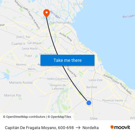 Capitán De Fragata Moyano, 600-698 to Nordelta map