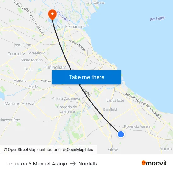 Figueroa Y Manuel Araujo to Nordelta map