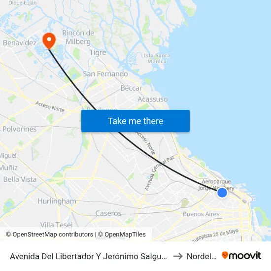 Avenida Del Libertador Y Jerónimo Salguero to Nordelta map