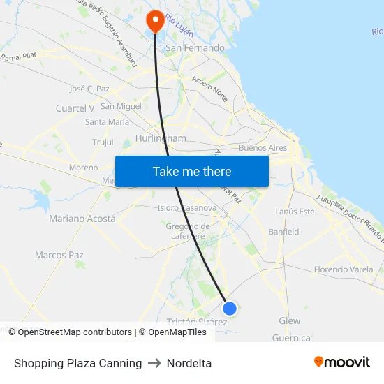 Shopping Plaza Canning to Nordelta map