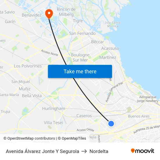 Avenida Álvarez Jonte Y Segurola to Nordelta map