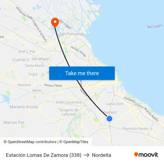 Estación Lomas De Zamora (338) to Nordelta map