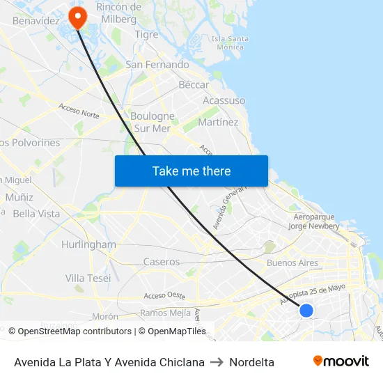 Avenida La Plata Y Avenida Chiclana to Nordelta map
