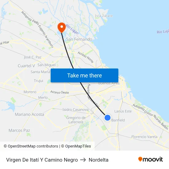 Virgen De Itatí Y Camino Negro to Nordelta map