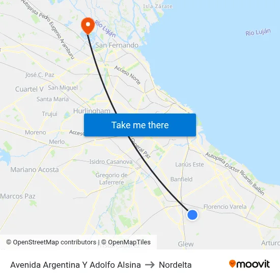 Avenida Argentina Y Adolfo Alsina to Nordelta map