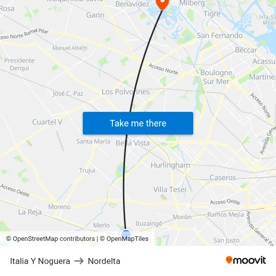 Italia Y Noguera to Nordelta map