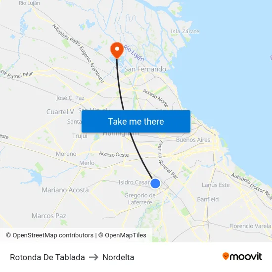 Rotonda De Tablada to Nordelta map