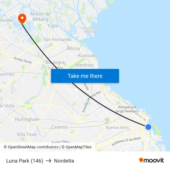 Luna Park (146) to Nordelta map