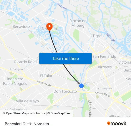 Bancalari C to Nordelta map
