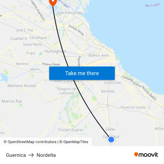 Guernica to Nordelta map