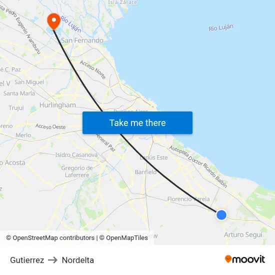 Gutierrez to Nordelta map