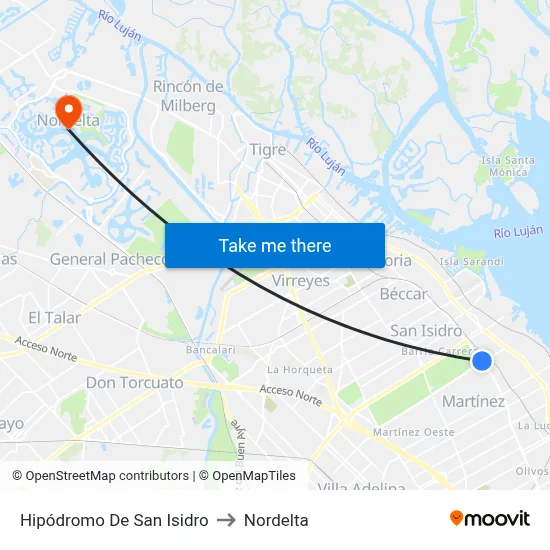 Hipódromo De San Isidro to Nordelta map