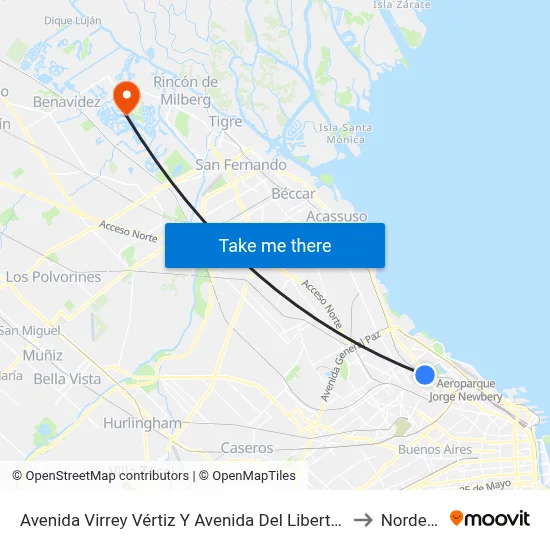 Avenida Virrey Vértiz Y Avenida Del Libertador to Nordelta map