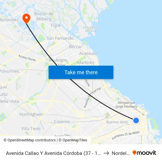 Avenida Callao Y Avenida Córdoba (37 - 150) to Nordelta map