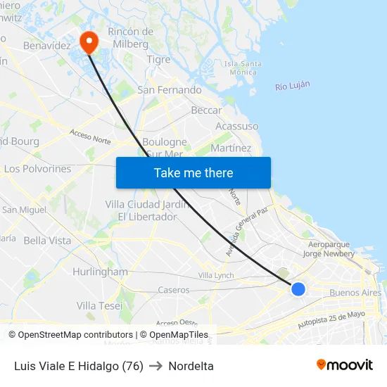 Luis Viale E Hidalgo (76) to Nordelta map