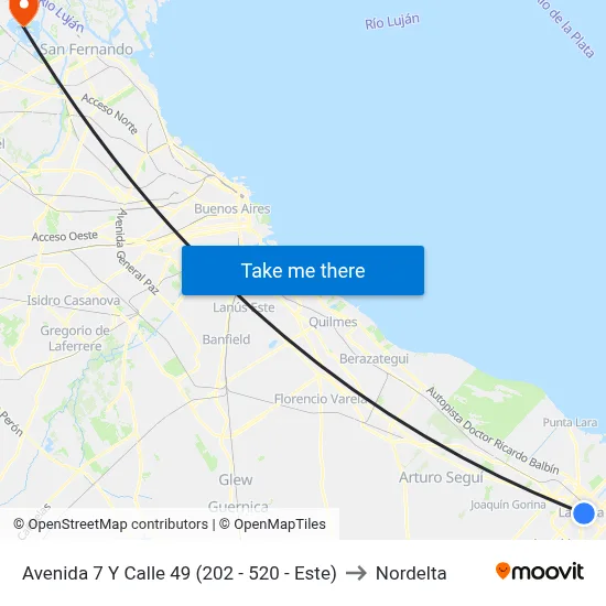 Avenida 7 Y Calle 49 (202 - 520 - Este) to Nordelta map