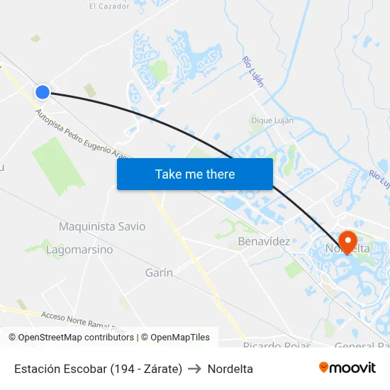 Estación Escobar (194 - Zárate) to Nordelta map