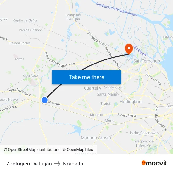Zoológico De Luján to Nordelta map