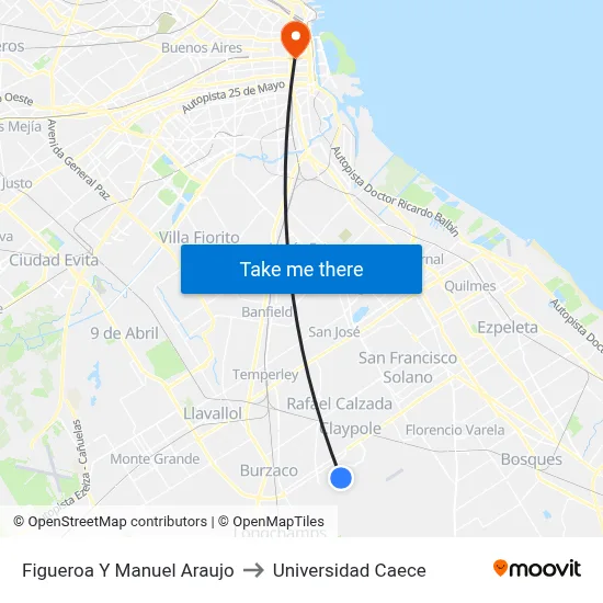 Figueroa Y Manuel Araujo to Universidad Caece map