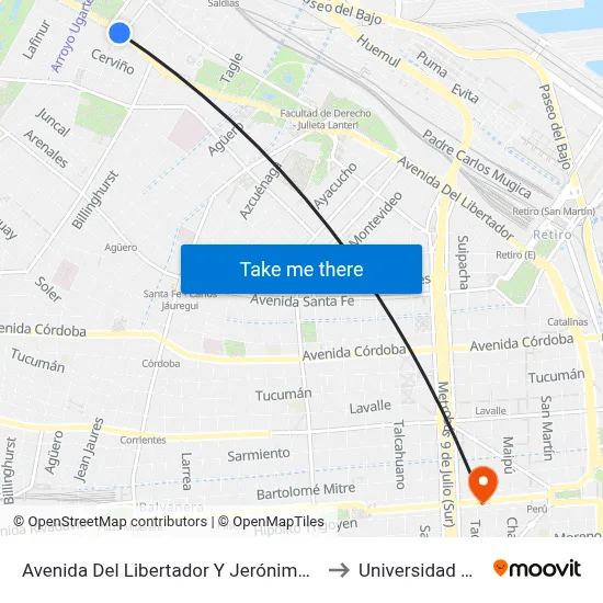 Avenida Del Libertador Y Jerónimo Salguero to Universidad Caece map
