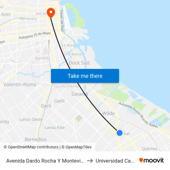 Avenida Dardo Rocha Y Montevideo to Universidad Caece map