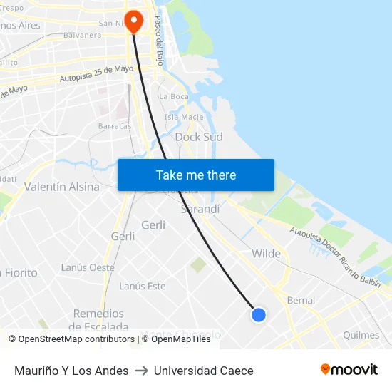 Mauriño Y Los Andes to Universidad Caece map